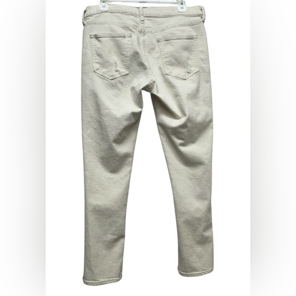 Gap Girlfriend Denim Cropped Jeans Women's Size 31/ 12 R Distressed Cream - Picture 4 of 10